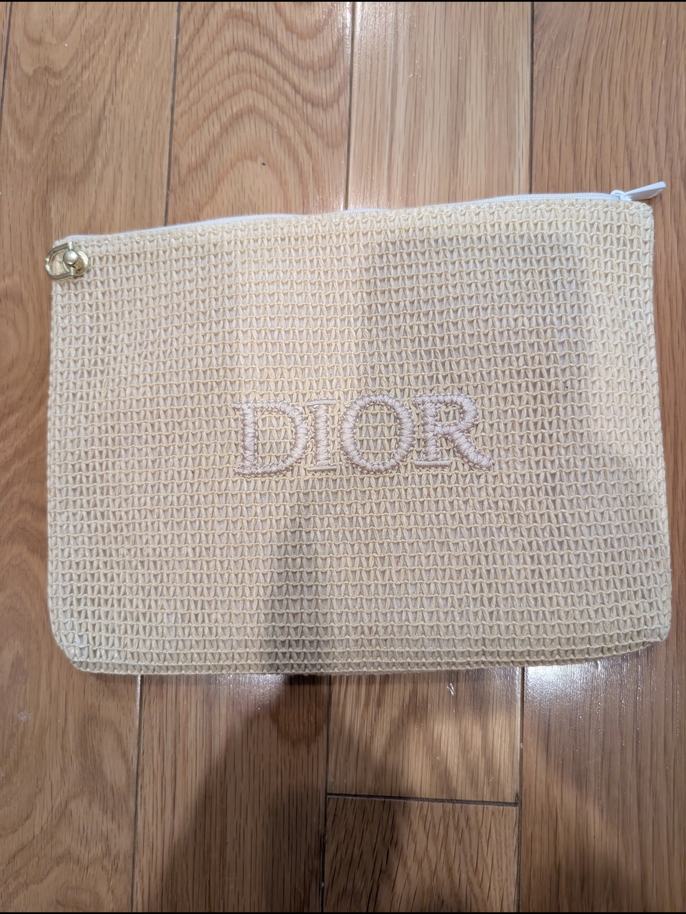 Dior Beauty Woven Raffia Pouch with Pearl Strap GWP - Picture 3 of 7